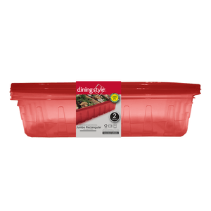 Contenedor de alimentos Jumbo Rectangular rojo 2 pz