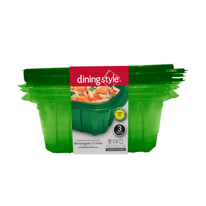 Contenedores para alimentos Rectangular 64 oz Verde 3 pz