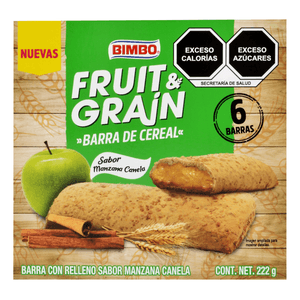 Barra de Cereal Fruit And gain Sabor Manzana y 222 g