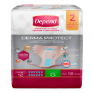 Depend Pañal Derma Protect Grande con 12 pz