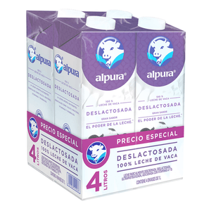 Alpura Leche Deslactosada 4 Pack 4 L