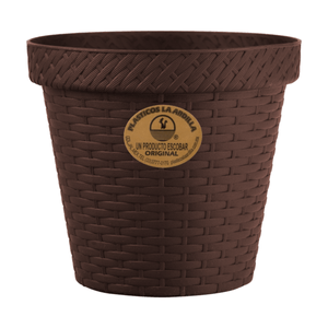 Maceta Rattan Redonda D12 Chocolate 1 Pz