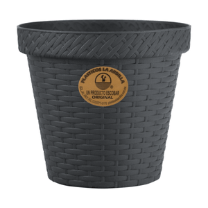 Maceta Rattan Redonda D12 Gris Oxford 1 Pz