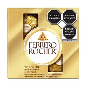 Chocolate Ferrero Rocher Relleno con Avellana con 4 pz de 12.5 g c/u