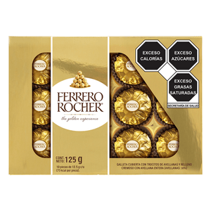 Chocolate Ferrero Rocher Relleno con Avellana con 10 pz de 12.5 g c/u
