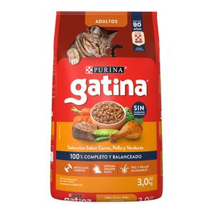 Purina Gatina Alimento Seco para Gatos Sabor Pollo a la Jardinera 3 kg