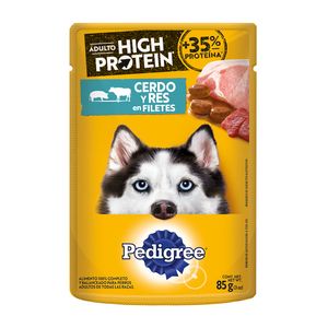 Pedigree Alimento Húmedo para Perro High Protein Sobre Sabor Cerdo y Res 85 g