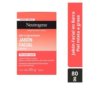 Neutrogena Jabón facial en barra deep clean intensive glicerina 80 g