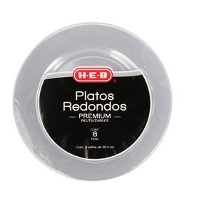 HEB Platos Reutilizables Clear Premium Redondos 25.4 cm 8 pz