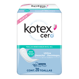 Kotex Toalla Femenina Delgada Cero Sin Alas 20 P 20 Pz