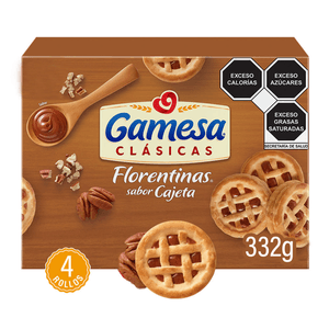 Galletas Clásicas Florentinas Cajeta 4 paketines 332 g