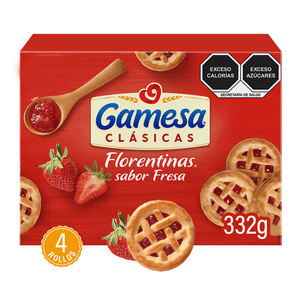 Galletas Clásicas Florentinas Fresa 4 paketines 332 g