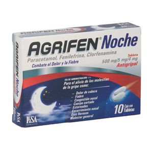 Agrifen Noche Antigripal Tabletas 500 Mg con 10 pz