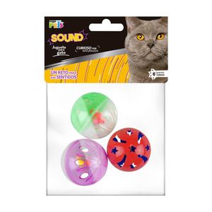 Juguete para Gato Set de 3 Pelotas con Sonido