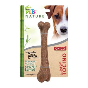 Juguete para Perro Hueso Chico de Bambú Sabor Tocino