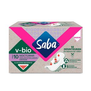 V Bio Toallas Femeninas Extra Largas con Alas 10 Pz