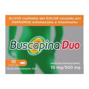 Buscapina Duo Analgesico Estomacal Hioscina 10 Mg / Paracetamol 500 Mg con 10 pz