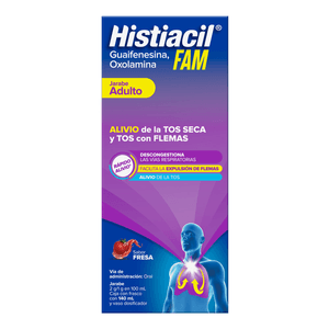 Histiacil FAM Jarabe Adulto Para La Tos Seca y con Flemas Sabor Fresa 140 ml