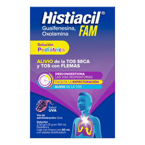 Histiacil FAM Solución Pediátrica Para La Tos Seca y con Flemas Sabor Uva 60 ml