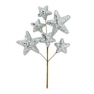 Decoracion Pick Estrellas Plateadas 26cms Lu 1 Pz