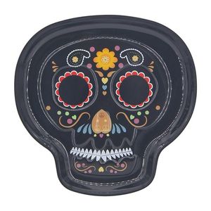 Plato de Halloween Calavera Negro 35 cm