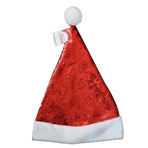 Gorro de Santa Rojo Lentejuelas con Luz Led 1 Pz