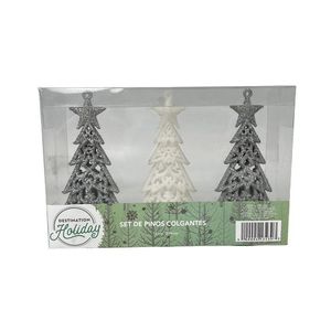 Decoración Navideña Set de 3 Árboles de Navidad 14 cm