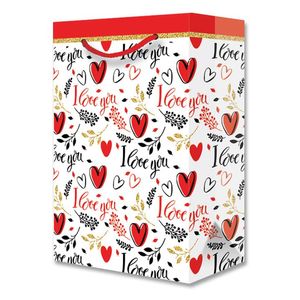 Bolsa Regalo Mediana Corazones Glitter 1 Pz